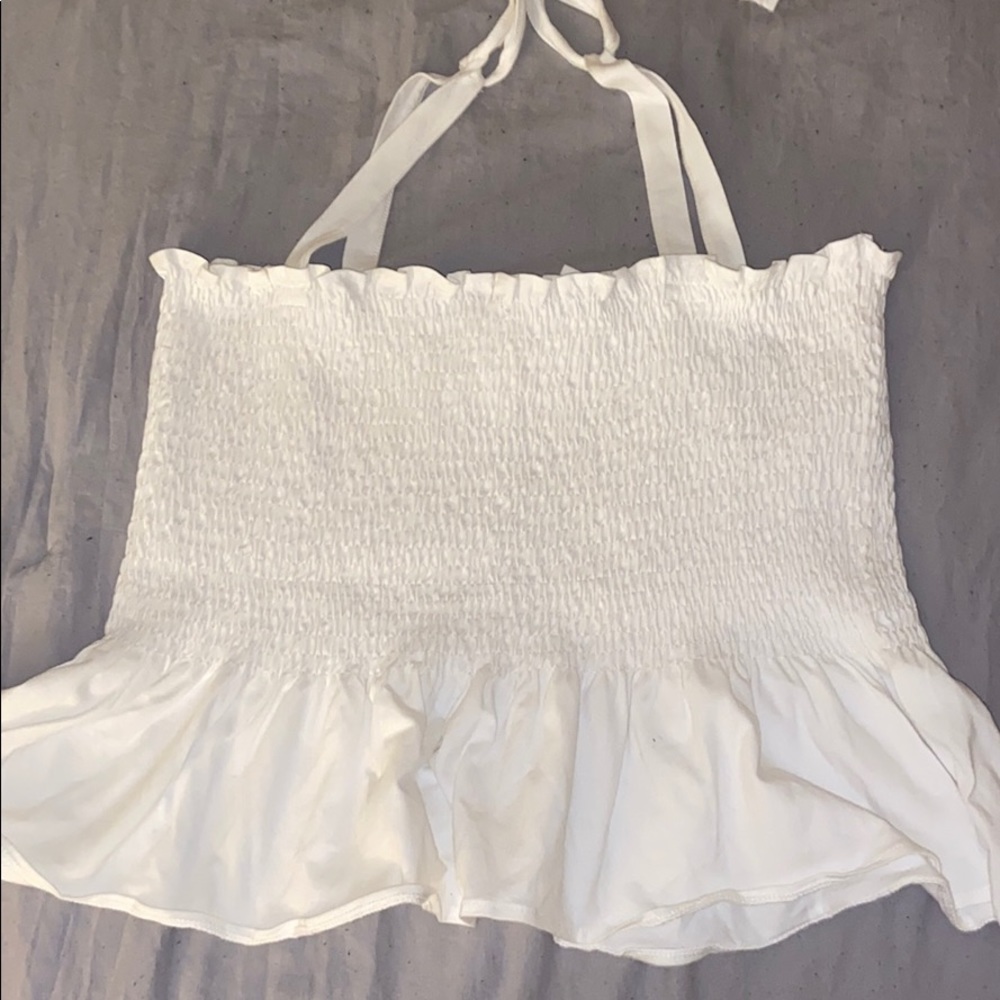 White Tie String Blouse